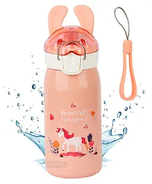 Fiddlerz Stainless Steel Bunny Design Double Walled Bottle Pink - 530 ml