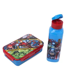 Marvel Hulk Lock and Seal Combo of Lunch Box and Water Bottle - Red & Blue 