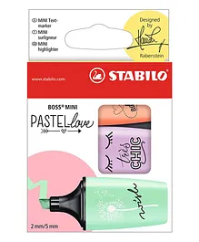 STABILO BOSS MINI Pastellove Highlighter Pack of 3 - Colour May Vary