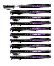 STABILO Black Fine Rollerball Pen Pack of 10 - Lilac
