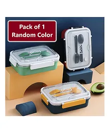 ADKD3 Compartment Leak Proof BPA Free Stainless Steel Lunch Box with Spoon- 750 ml (Color May Vary)