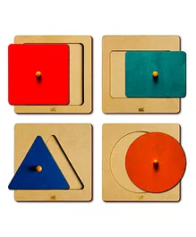 Mini Leaves Wooden Shape Matching Boards Set Multicolor- 4 Pieces