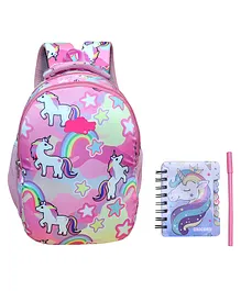 Happile School Bag with Diary and Pen Pink - Height 13.8 inches