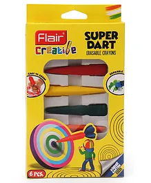 Flair Erasable Super Dart Crayons 6 Pieces - Multicolour