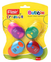 Flair Creative Bubble Eraser Pack Of 4 - Multicolor