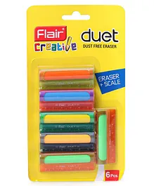 Flair Creative Duet Eraser Pack of 6 - Multicolor