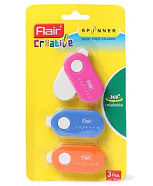 Flair Creative Spinner Eraser Pack of 3 - Multicolor