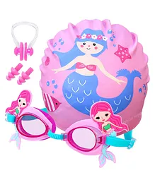 Toyshine 2 Pack Kids Swim Goggles and Swim Hat Child Shark Cute Swimming Kit Cartoon Blue Silicone Waterproof Hat Anti Fog Swim Glasses - Pink