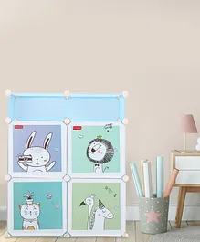 Babyhug 6 Cabinets Detachable Storage Unit Cartoon Print - Blue