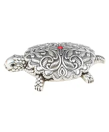 Dhruvs Collection 999 Pure Silver Hollow Tortoise/kachua Oxidized Finish - Silver