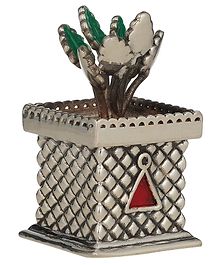 Dhruvs Collection 999 Pure Silver BIS Hallmarked Tulsi Plant for Puja - Silver