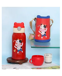 Yellow Bee Hot & Cold Cow Red Thermos Flask - 500ML - (color may vary)