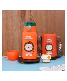 Yellow Bee Hot & Cold LED Lion Orange Thermos Flask - 500ML - (color may vary)