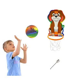 Sarvda Dog Theme Basketball for kids Game Play Set with Adjustable Wall Mounted Hanging Board & Hoop - Brown