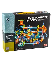 HAPPY HUES Light Magnetic Tiles Building Blocks 3D STEM Educational Magnetic Marble Run Toys for Kids Multicolor- 110 Pieces