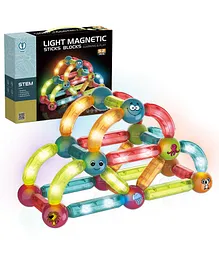 HAPPY HUES Light Magnetic Stick and Balls Set 3D Puzzle Multicolour - 52 pieces