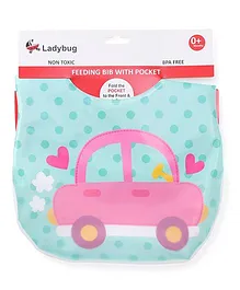 Ladybug Feeding Bib Car Print - Ice Green