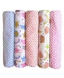 Trance Home Linen Super Soft Cotton Malmal
                        Swaddle Wrap Pack of 5 - Pink