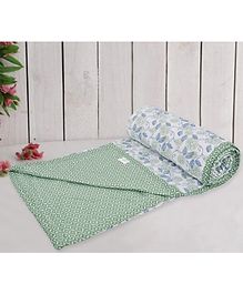 Trance Home Linen Pure Cotton Reversible Dohar Double Bed Size AC Blanket Soft Light Weight Bed Blanket - Spring Green