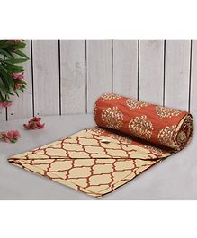 Trance Home Linen Pure Cotton Reversible Dohar Double Bed Size AC Blanket Soft Light Weight Bed Blanket - Damask Clay Red