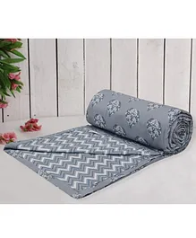 Trance Home Linen Pure Cotton Reversible Dohar Double Bed Size AC Blanket Soft Light Weight Bed Blanket - Aurora Grey