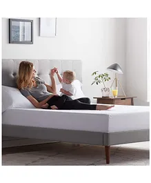 Trance Home Linen Fitted Style Waterproof Single Size Silky Bamboo Mattress Protector - White