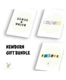 YELLOW DOODLE Newborn Gift Bundle Colours Shapes & Sensory Flash Cards - Multicolour