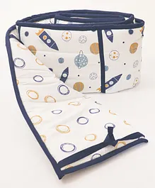 Yellow Doodle Quilted Cot Bumper Child of the Universe - Blue