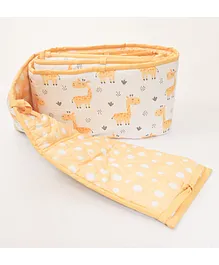 Yellow Doodle Quilted Cot Bumper Baby Giraffe - Yellow