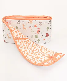 Yellow Doodle Quilted Cot Bumper- Baby Animals - Orange