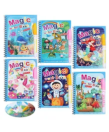 FunBlast Magic Water Painting Book with Magic Doodle Pen Assorted Color 6 pcs - 24 pages each