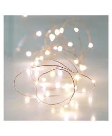 AMFIN (Pack of 1) Length 3 Meter Battery Powered Wired String Fairy Lights 2 AA Battery Powered Portable LED Lights LED String Lights for Decoration Decorative Strings - Warm White