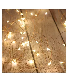 AMFIN (Pack of 1) 10 Meter Battery Powered Wired String Fairy Lights 3 AAA Battery Powered Portable LED Lights LED String Lights for Decoration Decorative Strings - Warm White