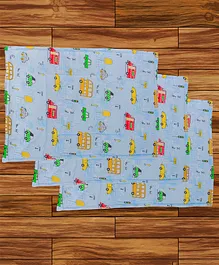 Mittenbooty Diaper Changing Mat Set of 3 with Removable Waterproof Sheet Bus Print- Blue