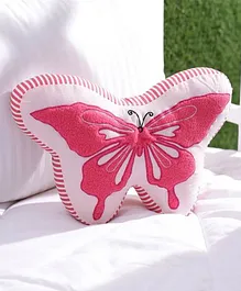 Oscar Home Embroidered Butterfly Shape Cushion Stuffed Super Soft Short Plush Toy  - Pink