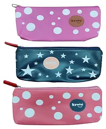 Kyoto  Pencil  Case  &  Pouch Set Of 3  Pouch Pufoam Stars And Dots (Black) Pouch Pufoam Stars And Dots (Pink) Matty Scp Bot Gusset(Pink)