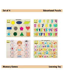 Mindmaker Wooden Puzzle Without Knobs Educational and Learning Toy for Kids (Set of 4 Puzzles)(Color May Vary)