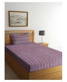 Arrabi Single Bed Cotton Bedsheet and Pillow Cover  Multicolour