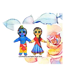 Little Canvas Radha Krishna Plush Dolls Multicolor- Height 7 cm & 7.5 cm