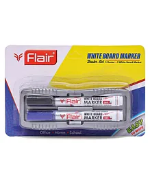 Flair White Board Marker Duster Set Black Blue - 3 Pieces (Print May Vary)