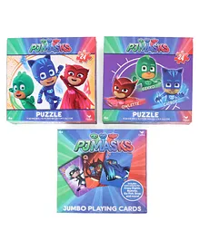 PJ Mask Jumbo Playing Cards And Jigsaw Puzzle Pack of 3 - 24 Piece Each