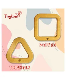 TinyBee Square & Triangular Wooden Teethers Pack of 2 - Brown