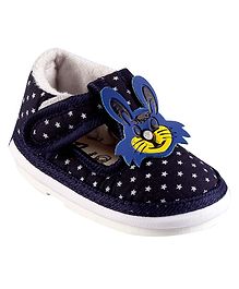 Chiu Star Printed Animal Applique Detailed Velcro Closure Booties - Blue