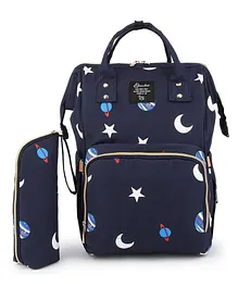 MOMISY Diaper Backpack Bag With Bottle Holder Bag (Sky-Navy Blue)