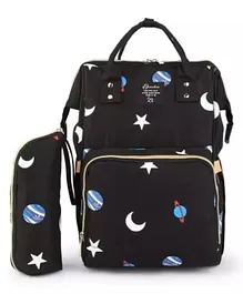 MOMISY Diaper Backpack Bag With Bottle Holder Bag (Sky-Black)