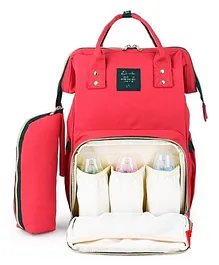 MOMISY Diaper Backpack Bag With Bottle Holder Bag (Red)