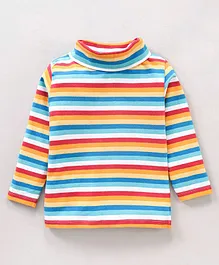 Babyhug Winterwear Cotton Lycra Full Sleeves Skivi T-shirt Striped - Multicolour