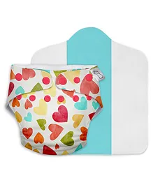 SuperBottoms Reusable and Washable Cloth Diapers for Babies Cloth Diaper Freesize Uno Heart Print - Multicolor