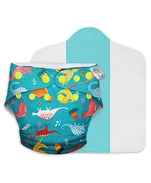 SuperBottoms Reusable and Washable Cloth Diapers for Babies Cloth Diaper Freesize Uno Dinosaur Print - Multicolor