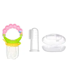 Enorme Baby Silicone Finger Toothbrush and Fruit Food Feeder Nibbler Pacifier (Color May Vary)